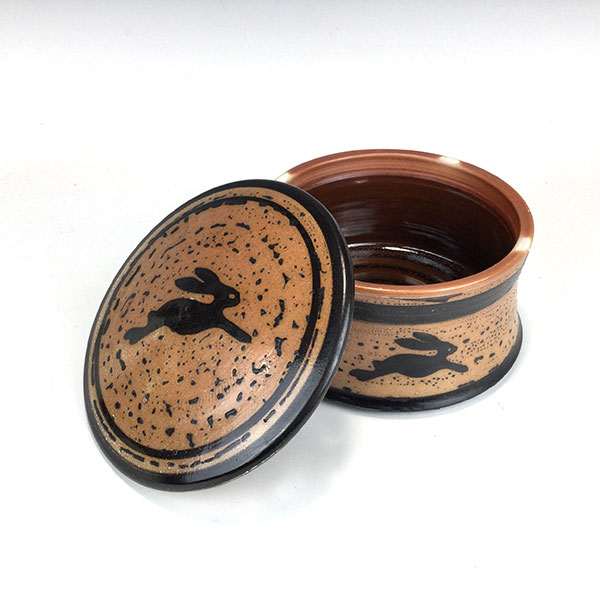 Running Rabbit Lidded Pottery Bowl – Terry Plasket